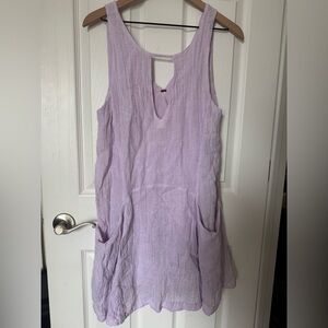 Free People Smooth Sailing Linen Gauze Mini Dress Lilac Size Small
